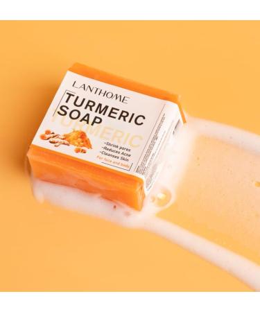 Turmeric Soap & Ginger Bar Soap - 2PCS Essential Oil Soap for Face & Body | Reduces Acne & Dark Spots Natural Cleansing - Buy Online on GoSupps.com