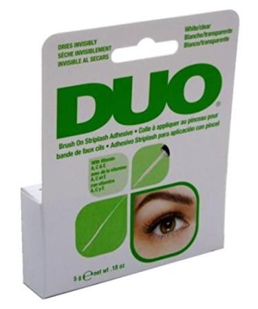 Duo Brush-On Striplash Adhesive White/Clear 0.18oz (Pack of 6) - Long-Lasting Formula - Buy Online on GoSupps.com