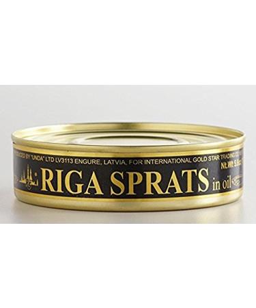 Latvian Smoked Riga Sprats in Oil 5.6 Oz. Tin Pack of 24