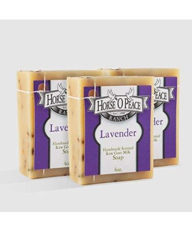 Handmade Herbal 100% Raw Goat Milk Lavender Soap 3 PACK (4.5oz./Bar) Lavender 3 Pack