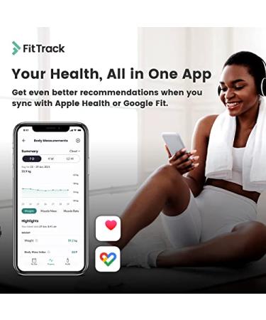 FitTrack Dara Smart BMI Digital Scale - Accurate Bluetooth Glass Bathroom Scale (White) - Buy Online on GoSupps.com