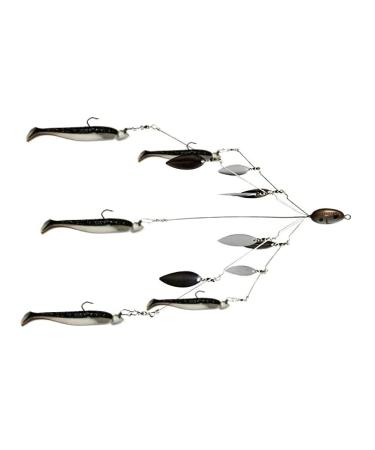 Fishing Vault Fully Rigged 5 Arms 8 Bladed Umbrella Rig Bass Lure W/ Swim Baits and Jig Heads Included