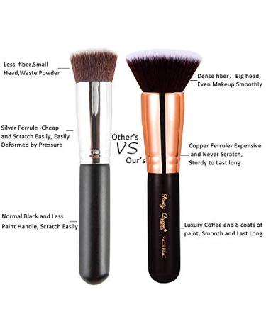 Party Queen Flat Top Kabuki Foundation Brush - Vegan Synthetic Makeup Tool for Liquid & Cream Blending - RoseGold FV8 - Buy Online on GoSupps.com