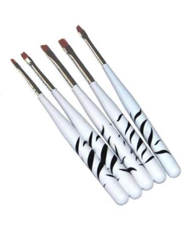 N&BF Profi gel brush zebra 5er set |Nagel Studio brush red marten hair |NailArt brush for nail design |Kolinsky Brush Acryl & Gel Modelagen |Premium real hair brush