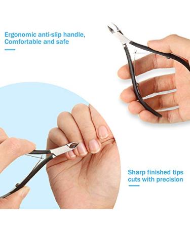 Stainless Steel Cuticle Nippers Set - 8Pcs Cuticle Trimmer & Dead Skin Remover Scissors - Manicure Tools for Fingernails and Toenails (Black) - Buy Online on GoSupps.com