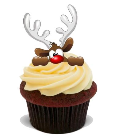 30 PREMIUM CHRISTMAS REINDEER STAND UP EDIBLE RICE CARD Cake Toppers XMAS D15