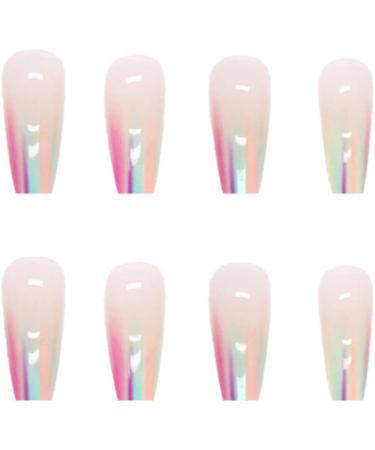 24pcs Rainbow Square False Short Nails | French Press On Nails for Women and Girls - 0218Y98 - Buy Online on GoSupps.com