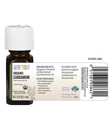 Aura Cacia Organic Cardamom Essential Oil - 0.25 fl. oz | Pure Elettaria Cardamomum - Buy Online on GoSupps.com