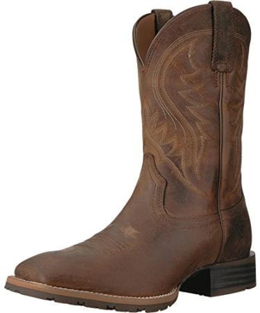 Ariat Hybrid Rancher Western Boot  Mens Leather, Square Toe Western Boots 11 Distressed Brown