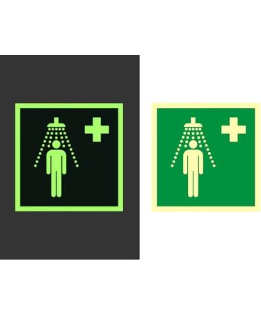 Buy NOTLOK Safety Work Character DIN EN ISO 7010 Fire Protection Sign - Photoluminescent Plastic Plate - Easy Assembly - Emergency Shower 15x15 cm - International Shipping Available - Buy Online on GoSupps.com