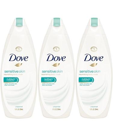 Dove Sensitive Skin Nourishing Body Wash 12 Fluid Ounce (Pack of 3) Lavender Vanilla 12 Fl Oz (Pack of 3)