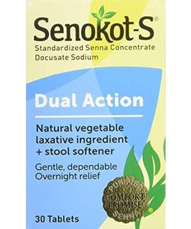 Senokot-S Dual Action 30 Tablets - Natural Vegetable Laxative & Stool Softener for Overnight Relief - Buy Online on GoSupps.com