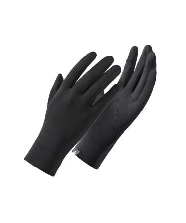 Antcher women uv sun protection gloves ice silk sunstick fingerless gloves full finger touchscreen slipproof gloves hiking cycling gloves for golf fishing black