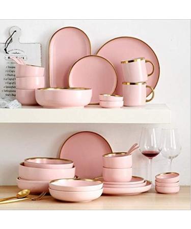 Ceramic Tableware Gilt Rim Pink Porcelain Dinner Plate Set Kitchen Plate Ceramic Tableware Food Dishes Rice Salad Noodles Bowl Mug Cutlery Set 1pc (Color : Cutlery Set) - Buy Online on GoSupps.com