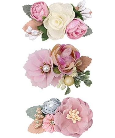 3 Pieces Girls Artificial Flower Hair Accessories Hair Clips Set Flower Hair Clip Kids Hair Accessories Floral Pink Rose Barrettes for All Ages of Female - Buy Online on GoSupps.com