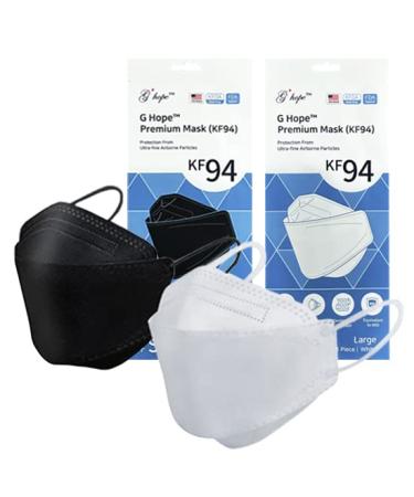 G Hope Premium 4-Layers 3D Face KF94 Mask Made in Korea (10 PCS, Black) 10 Count (Pack of 1) Black