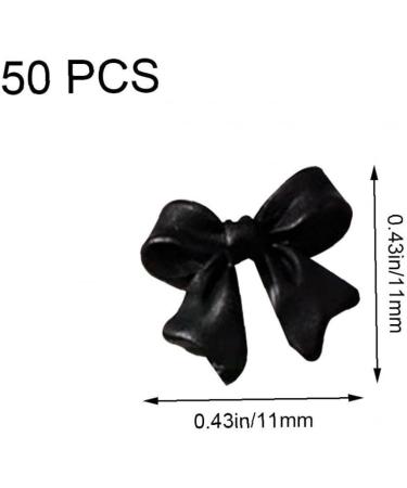 50pcs Bow Resin Nail Art Decorations | 3D Bowknot Nail Charms for Manicure | Black DIY Jewelry Accessories - Buy Online on GoSupps.com