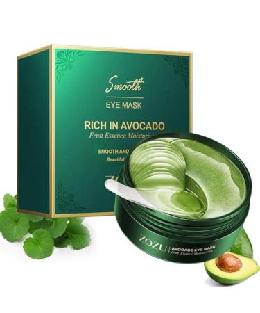 Avocado Eye Mask Smooth Eye Mask Rich in Avocado Zozu Avocado Eye Patches Collagen Eye Patches Anti Aging Wrinkles Dark Circles Eye Bags Moistrize Eye Mask (1box(60 stickers)) (1pc)