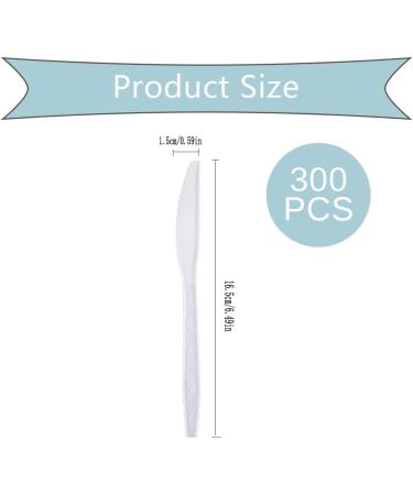 300 PCS Disposable Plastic Utensils 6.5In Plastic Knives Heavyweight Disposable Clear Knives Disposable Plastic Cutlery for Dinners Buffets Take-Out Catering Food Services(White) 300 PCS Plastic Knives - Buy Online on GoSupps.com