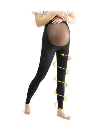 Approximately pregnant medical compression tights 20-30 mmHg compression stockings without foot long compression pants with elastic button tape & abdominal protection class 2 maternity compression leggings black-1 l
