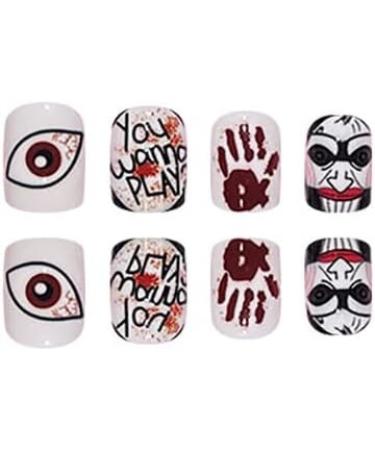 Clataly Halloween False Nail Interesting Arrow Pierces the Heart Fake Nails Spider Ghost Face Nail Press On False Nails (C) - Buy Online on GoSupps.com