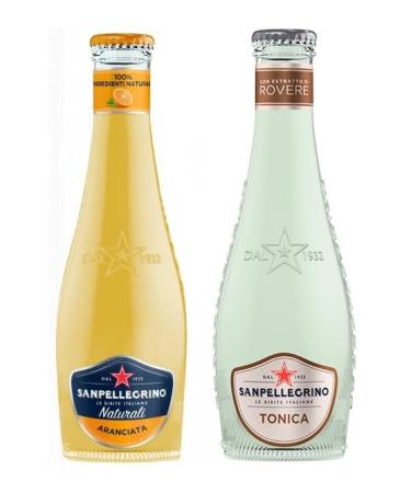 San Pellegrino Aranciata Pack of 48 soft drinks with orange + disposable glass bottle Tonica Rovere 20 cl