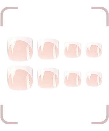 SINLOV Square Fake Toenails Nude Pink Glossy Print on False Toe Nails French Short Full Cover False Artificial Toenails Nails for Women and Girls  - Buy Online on GoSupps.com