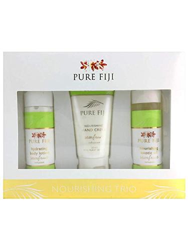 Pure Fiji Nourishing Trio Ideal Spa Bath Gift Set for Women - Travel Kit - Includes Exotic Body Oil Hydrating Body Lotion For Women and Nourishing Hand Cream Starfruit Scent