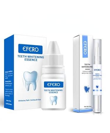 EFERO Teeth Whitening Essence Removes Plaque Stains Tooth Bleaching Cleaning Serum White Teeth Oral Hygiene Tooth Whitening Pen (Essence and Pen)