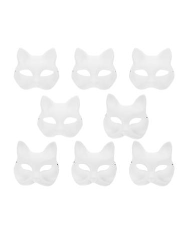 ABOOFAN 8 pieces of cat mask Therian-Mask Diy-Masks with white fox for painting empty paper half face cladding masks for masquerade halloween cosplay costume party accessories