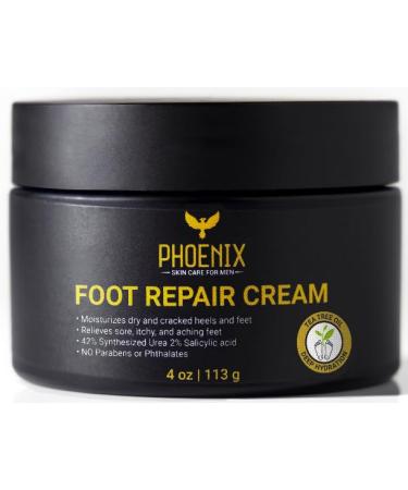 Foot Moisturizer - For Dry and Cracked feet - Callus Remover - Paraben free - Tea Tree Oil - 42% Urea Cream - for Soft Smooth Feet - Phoenix Skin Care - Foot Cream for Men