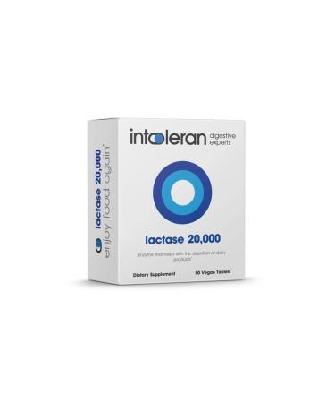 Intoleran Lactase 20,000 for Lactose Intolerance, Lactase Enzyme Helping with The Digestion of Dairy Products - 50 Scored Tablets, White, 50 Tablets