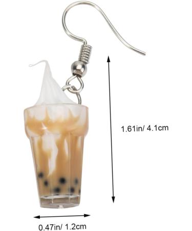 1 Pair Milk Tea Cup Earrings Jewelry for Girls Funny Earrings Girl Earrings Cleaner Modeling Miss 4.1x1.2cm As Shown - Buy Online on GoSupps.com