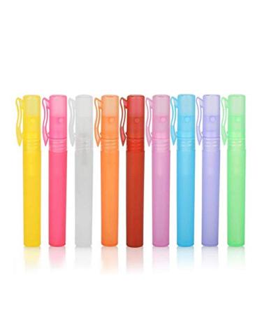 ConStore 10Pcs 10ml Plastic Spray Bottle Fine Mist Atomizer Portable Pen Clip Spray Refillable Mini Empty Bottles for Perfume Makeup Travel Random Color