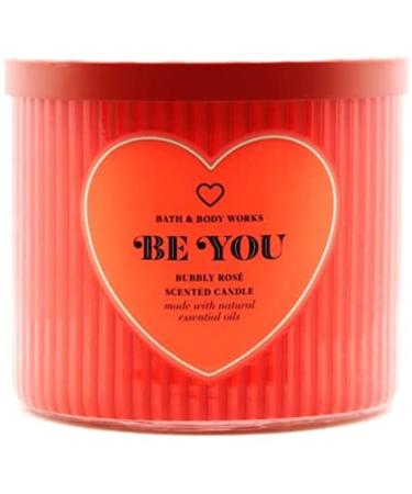Bath & Body Works White Barn 3-Wick Candle w/Essential Oils - 14.5 oz - 2022 Spring Scents! (Be You - Bubbly Rose)