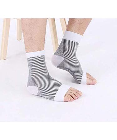 Cudon compression socks / ankle bandage (2 pair) pain relief plantar fasciitis ankle pain and swelling - Premium compression socks for men & women white L / XL