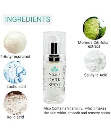 Nitada Dark Spot Corrector Serum (30ml) - Specialty Skincare to Reduce and Eliminate Dark Spots and Acne Scars Professional Grade Skin Brightening Serum Suitable For All Skin Types - Buy Online on GoSupps.com