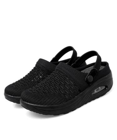 Sopaeduon Shop-Clark Women Diabetic Walking Shoes Air Cushion Orthopedic Slip-On Shoes Black 11