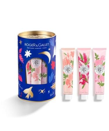 ROGER & GALLET | Hand & Nail Cream Trio Gift Set | Nourishing Hand Cream & Hand Moisturizer | Limited Edition - Red Ginger Fig Blossom Rose Hand Cream Tin Trio