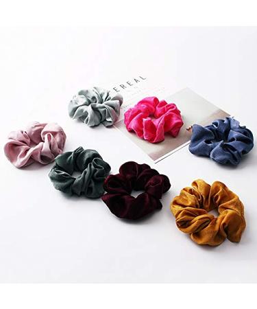 30 Colorful Silk Satin Scrunchies Set | Strong Elastic Ponytail Holders | Traceless Hair Rope Accessories - Buy Online on GoSupps.com