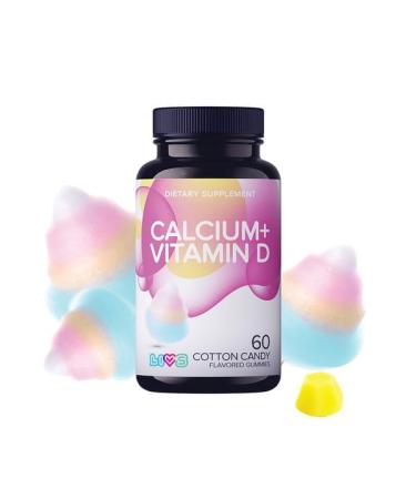 YHN Calcium + Vitamin D Dietary Supplement 60 Cotton Candy Flavored Gummies