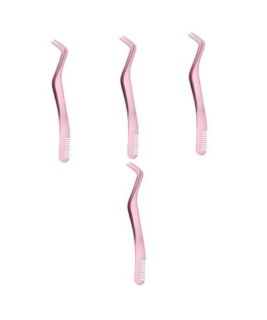 FRCOLOR 4pcs Eyelash with Comb Makeup Mascara Lash Separator Tool Useful Eyelash Tweezer Eyelash Applicator Tool Makeup Lash Applicator Auxiliary Stainless Steel Make up Pink Miss