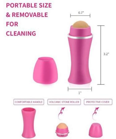 RIYAN Face Oil Absorbing Roller Volcanic Stone Blemish Remover Face Oil Removing Rolling Stick Ball Pink - Buy Online on GoSupps.com