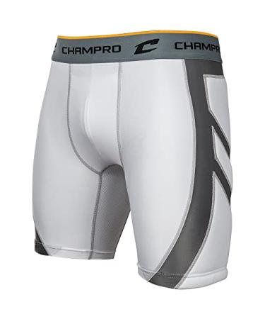CHAMPRO Men's Wind Up Compression Sliding Shorts White Small
