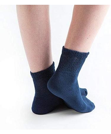 Doc Ortho Loose Fit Diabetic Socks 3 Pairs - Men & Women 1/4 Crew Navy XL - Buy Online on GoSupps.com