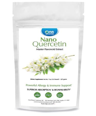 One Planet Nutrition Nano Quercetin Powder 8 oz (227 Servings), Sophora Japonica Extract, Nano for Enhanced Absorption, Supports Immune Health with Antioxidant Benefits, Non-GMO, Vegan Powder 227 g