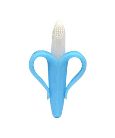 WoYii other Infant Baby Boys Girls Baby Teether Toys Banana Toothbrush Food Grade Silicone Teether for Sensory Exploration and Teething Relief with Easy to Hold Handles Light Blue