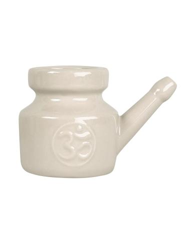 Frattina 350Ml Ceramic Neti Pot Nose Cleaning Pot Durable Leakproof Spout Pot for Nasal Rinsing Nose Washing Men Women Grey