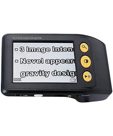 Portable Digital Magnifier 3.5 Inch LCD Screen Digital Magnifier with Foldable Handle Low Vision Electronic Video Reading Aids 2x-25x Zoom for Reading Small Prints (Black)