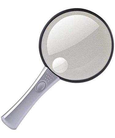 Magnifying Glasses Educational Hobby Magnifiers Non-Slip Lightweight Hand-Held Magnifying Glass with Light (10 / 20X) to Identify High-Definition Designed for The Elderly Students Comfortable